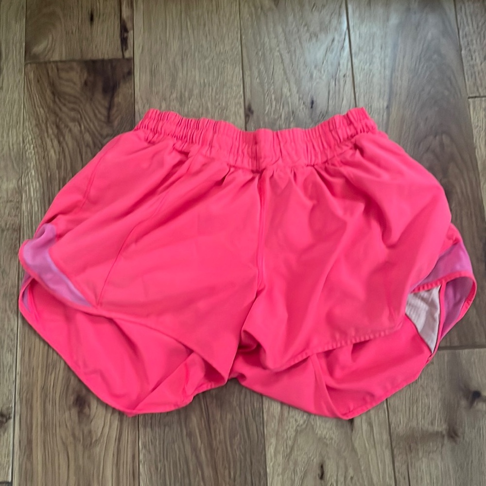 Lululemon Hotty Hot Shorts Size 8 4 Inch Inseam Tall Hot Pink red orange neon